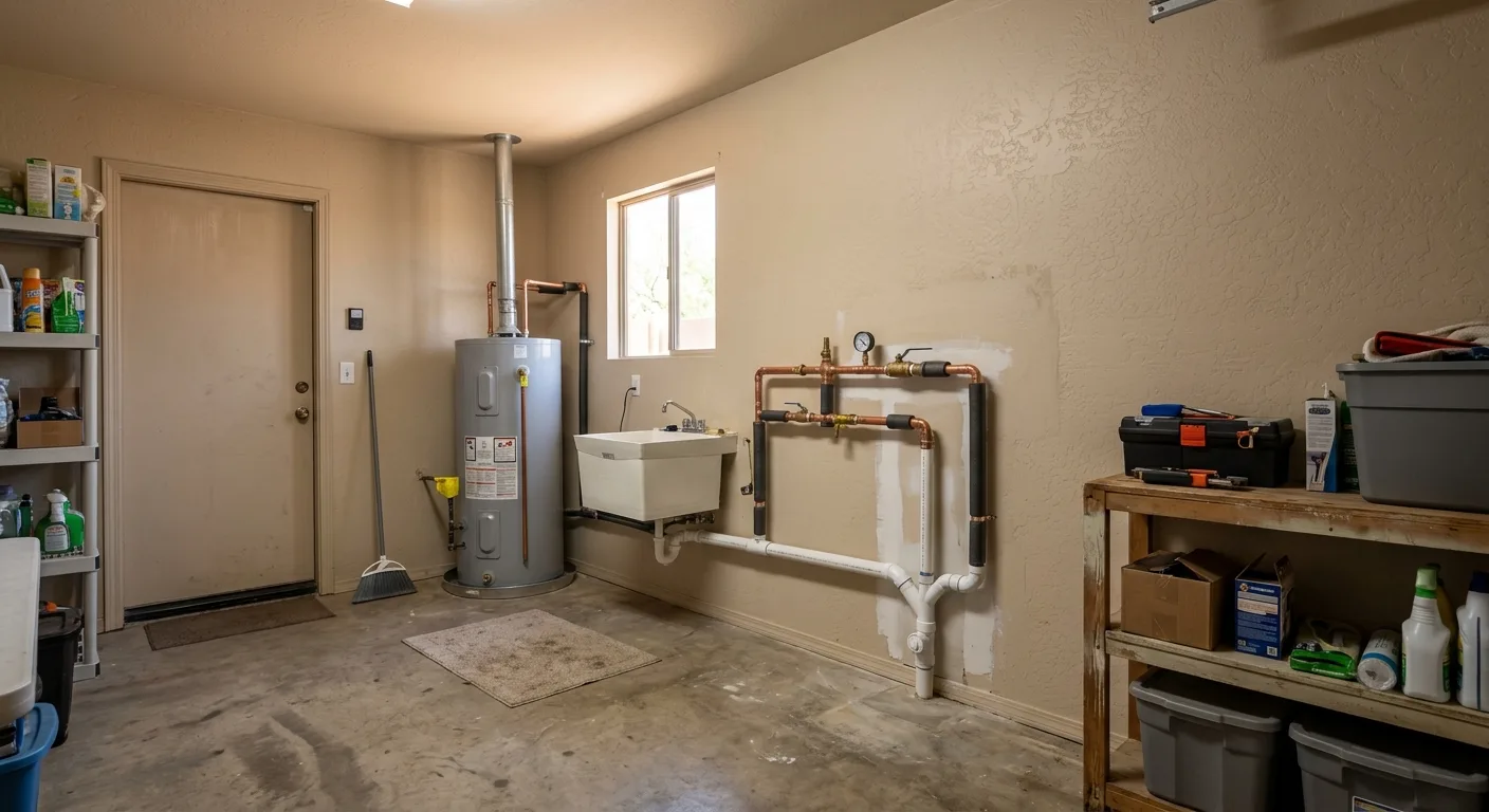 Repiping a corroded galvanized supply line after a burst pipe in Peoria, AZ